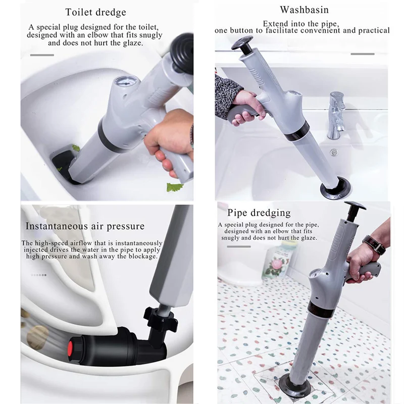 

for Toilets Kitchen Toilet Plunger Powerful Manual Air Drain Blaster Pressure Pump Cleaner High Pressure Drain Plunger Suitable