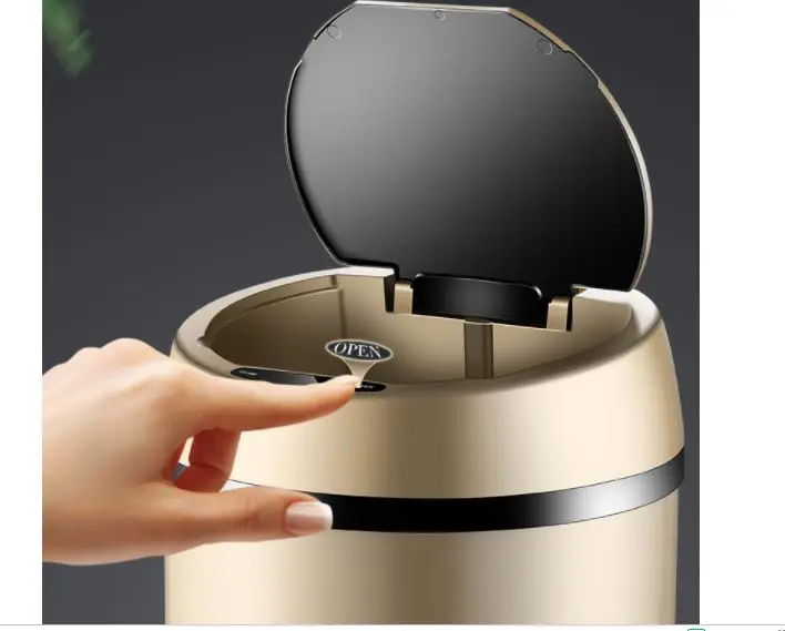 

Trash Cans Automatic Dustbin Home Office Stainless Steel Dustbin Kitchen Garbage Waste bins 9 Liter +6 Liter