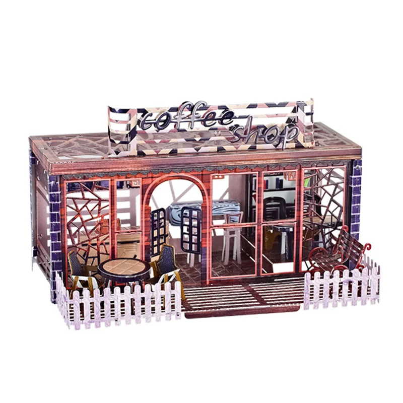 

Nanyuan Coffee Shop 3D Metal Model Kits DIY Assemble 3D Metal Puzzle Laser Cut Jigsaw Toy A32207