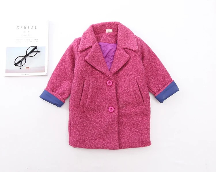 Модная шерстяная куртка с нашивками для девочек детская одежда, шерстяное пальто г. Осенне-зимняя утепленная верхняя одежда для маленьких детей X98