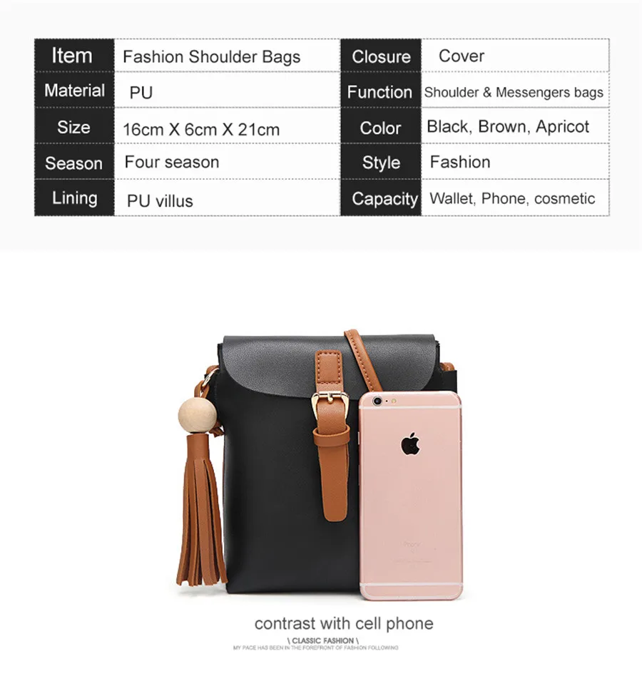 JKBW New Vintage Shoulder Bags PU Leather Tassel Women Messenger Bags Casual Lady Crossbody Bag Small Flap Shopping Handbag (5)