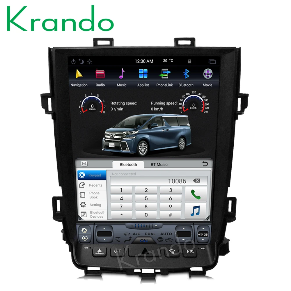 Perfect Krando Android 8.1 10.4" Tesla Vertical car multimedia player GPS for Toyota Alphard 2007-2013 radio audio navigation system BT 2