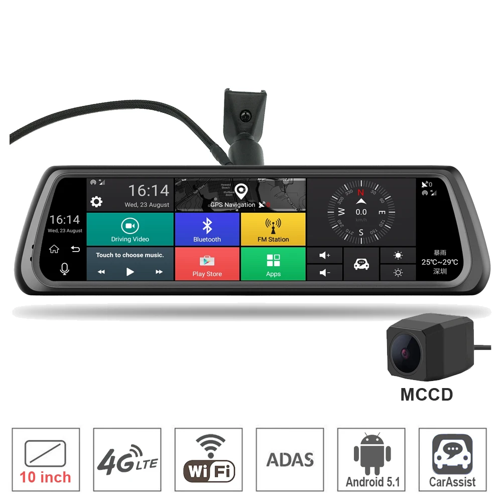 4G 10 inch Full Screen Smart Rear Mirror DVR
