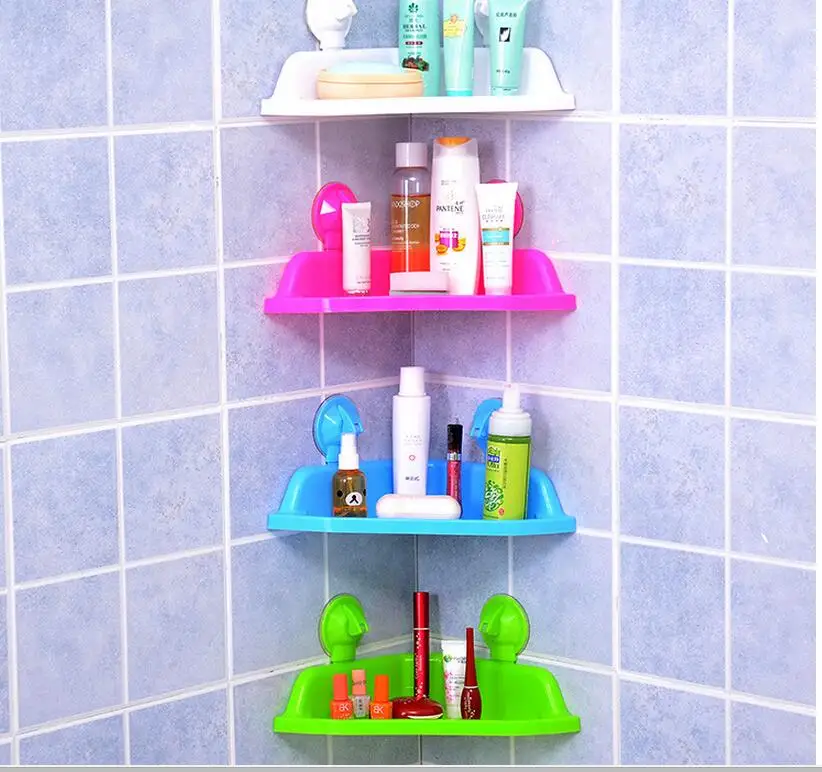 Strong suction cup suction wall Seamless bathroom shelf plastic tripod