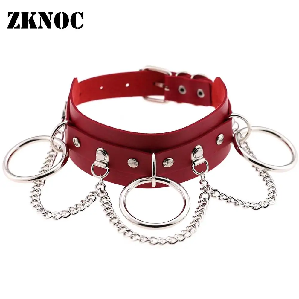 ZKNOC Sexy Choker Punk Goth Collar Chain Belt Necklace O round Chocker Bondage Cosplay Party