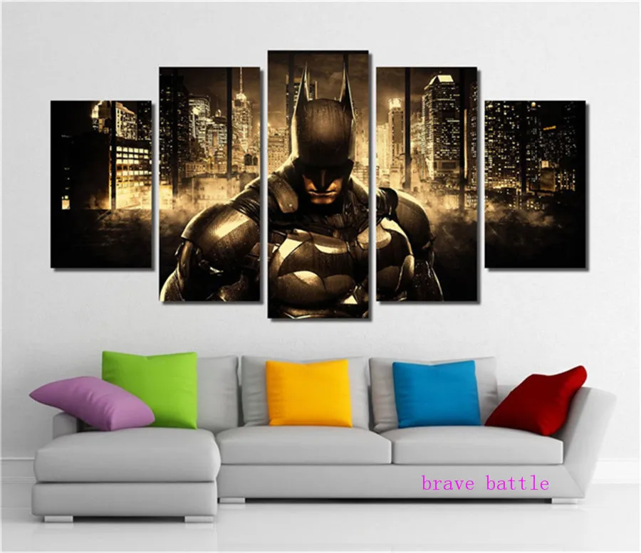 Batman DC Comics Super Hero Justice League 5 Pieces Canvas Painting Print Living Room Home Decor Mo