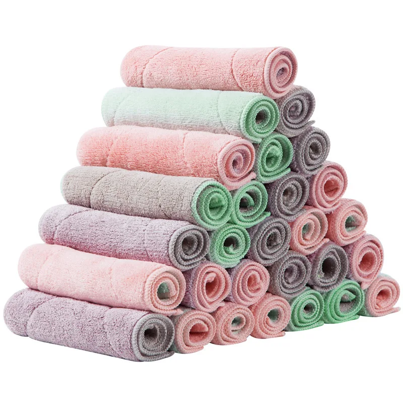 

2019 Super Absorbent Clean Cloth Cleaning Wiping Rag Dish Towel Home Kitchen Towel Sink Wipe Coral fleece Cleaning Towels