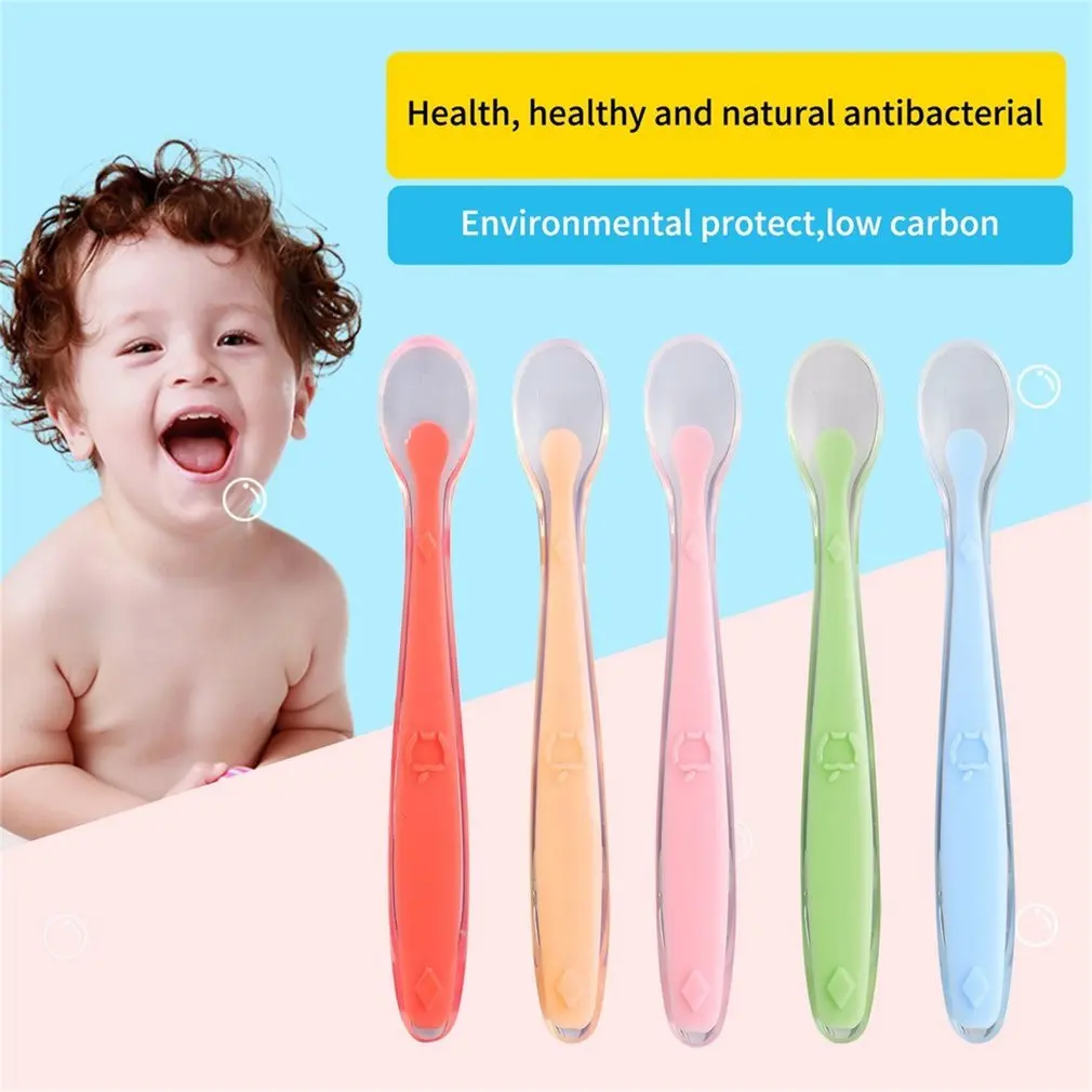 Baby Soft silicone feeding spoon baby Spoon Safety Tableware Infant