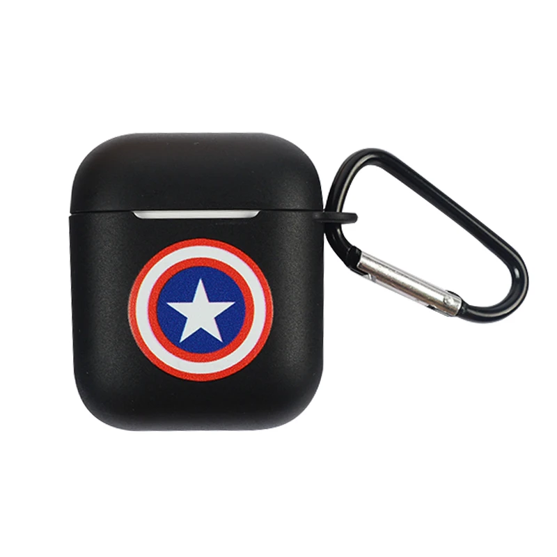 Marvel сумки для Apple Air pods коробка мультфильм силиконовый чехол для Airpods2 беспроводные Bluetooth наушники гарнитура Бэтмен Супермен Капитан - Цвет: Captain