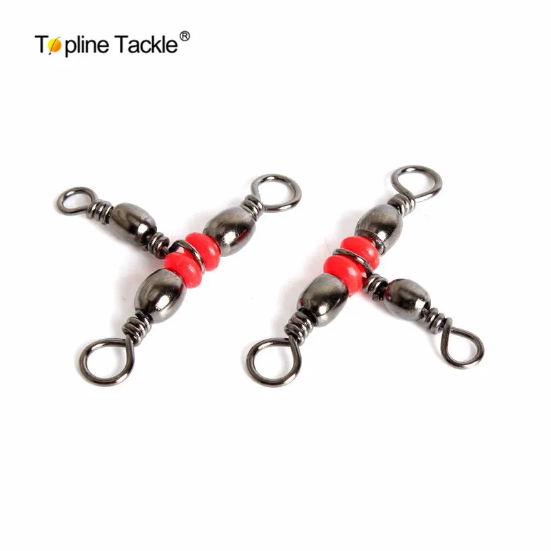 New 100Pcs/lot 3 Way Red Brass Fishing Barrel 5*7 10*12 Triple