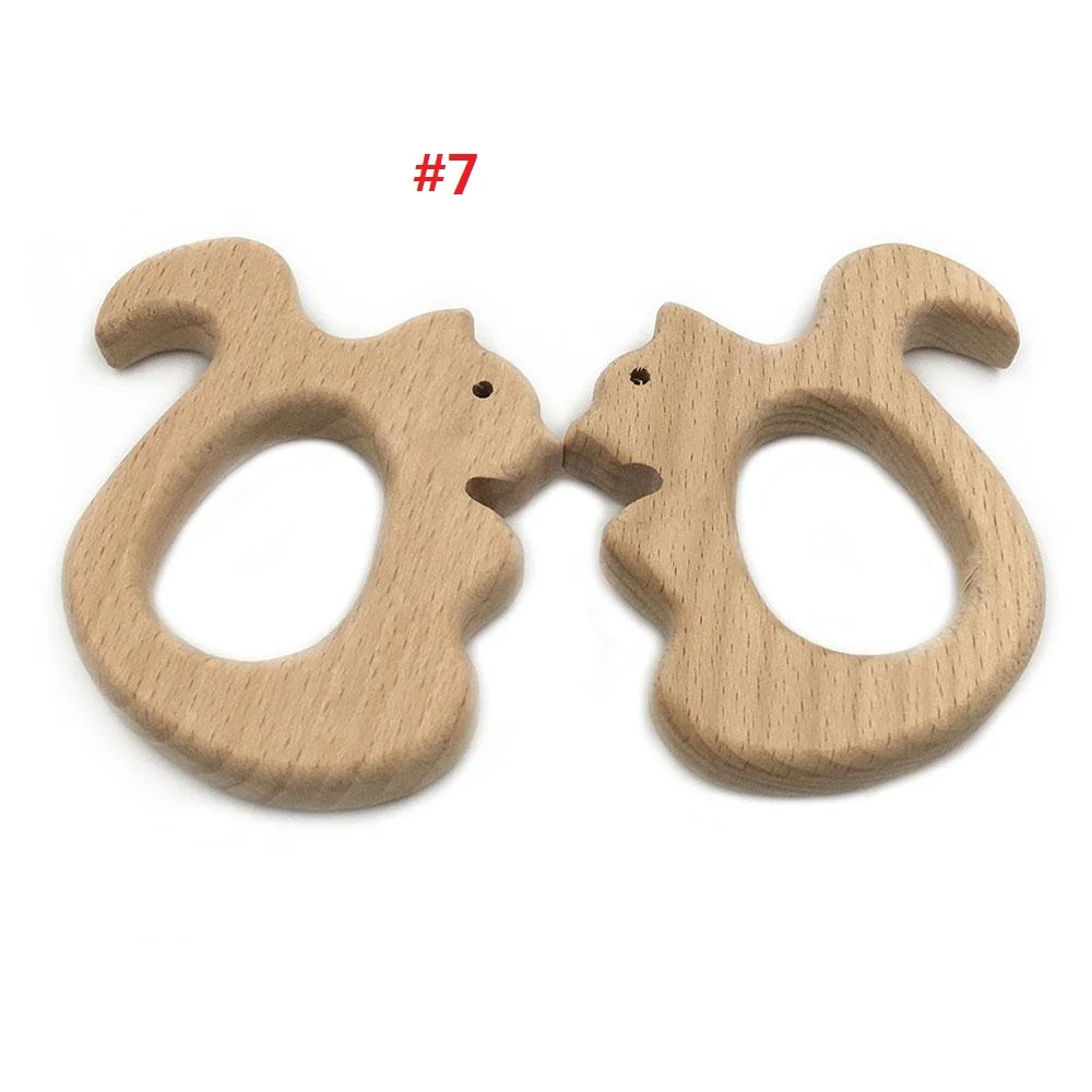 Cartoon Baby Teether Teething Toy Cute Safe Eco-Friendly Wood Horse Elephant Whale