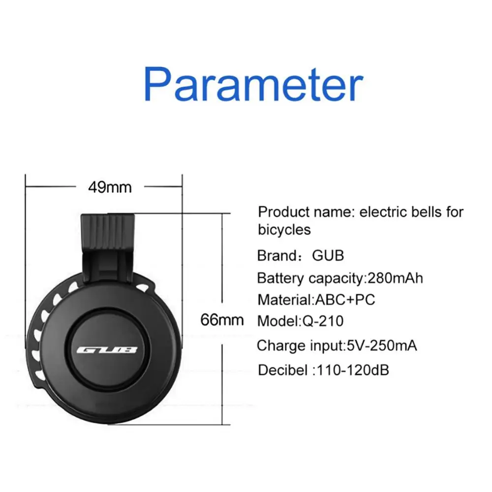 ABGZ-GUB, электрический велосипедный звонок, USB зарядка, велосипедный велосипед, 120дБ, руль, кольцо, 3 режима, звук, безопасность, водонепроницаемый велосипед, Electirc