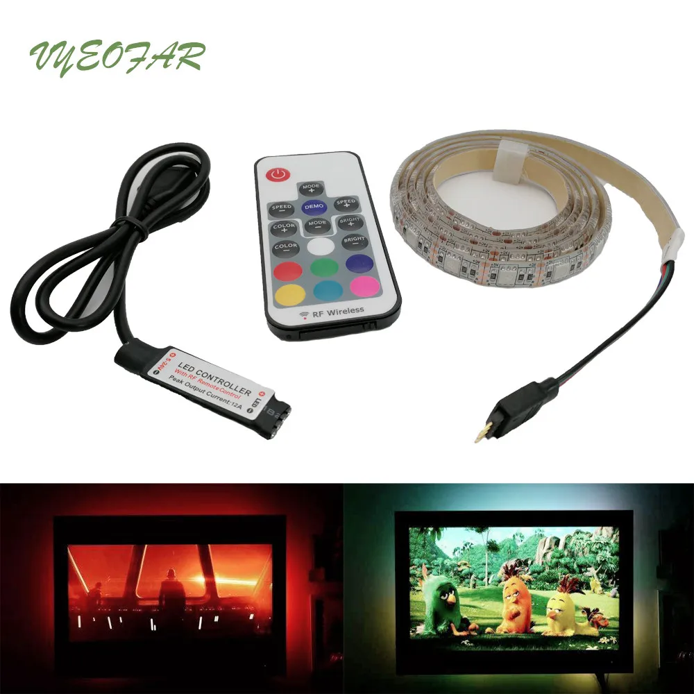 

5V USB LED RGB Strip SMD 5050 RGB TV Background Lighting IP20 IP65 60LED/m 3 key 17Key RGB Controller 1m / 2m / 2.5m / 3m Length