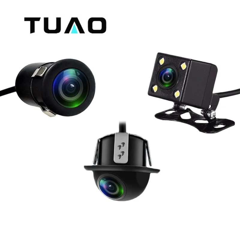 TUAO HD CCD Night vision Reverse Camera 140 Angle Car Rear view Camera IP67 DC 12V/24V Vehicle Camera for VW Ford Toyota & More