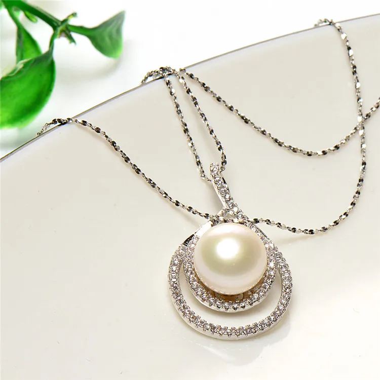

JIUIDUO 925 Sterling Silver Real Freshwater Cultured Natural Pearl Necklace with Beautiful Style Pendant Necklace for Women