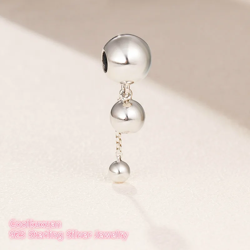 

100% 925 Sterling Silver String of Beads Dangle Charm beads Fit Original Brand Charms Bracelet DIY jewelry 2018 Winter
