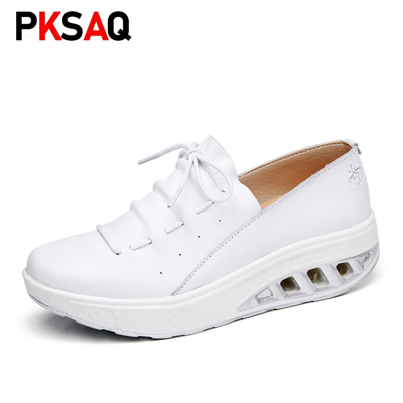 

2019 Spring Women Sneakers Shoes Genuine Leather Women Lace Up Flats Platform Shoes Chaussures Femme Shoes
