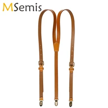 Винтажная Мужская и женская подвеска из натуральной кожи y-образные подтяжки мужской ремень Скоба Прочные Ремни регулируемые с металлическими зажимами