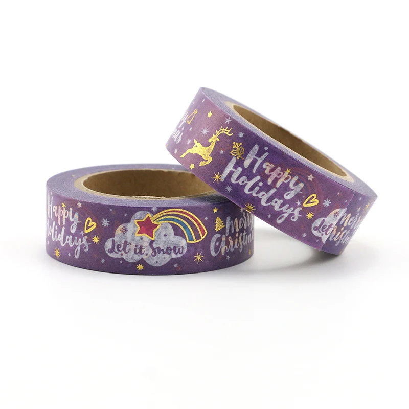 

1PCS happy holiday Merry Christmas Golding Decorative Washi Tape Adhesive Tape Masking Tape