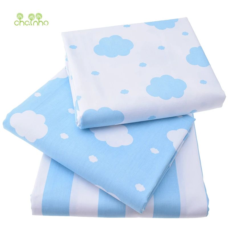 Облака печатных твиловая, хлопковая ткань для Вышивание квилтинг Небесно голубой ткани детские простыни детские пижамы детское платье юбка материал