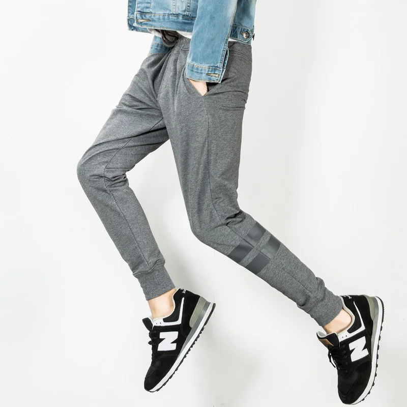 

Sweat Pants Men Street Fashion Pure Color Elastic Waist Cotton Trousers Mens Casual Fitness Workout Hip Hop Elastic Pants Homme