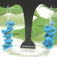 С изысканным стилем! 40 мм длинные висячие виноградные серьги из синего камня с стерлингового серебра 925 stud-ear126