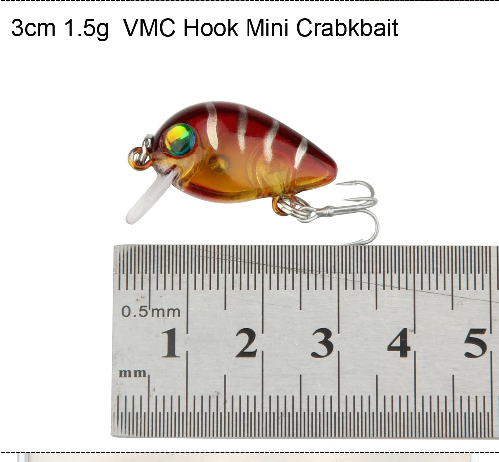 High Quality ABS Plactic Lure 1pc 3cm 1.5g Crankbait Fishing Lure Minnow Floating Isca Crankbait VMC Hook Fishing Tackle  (4)