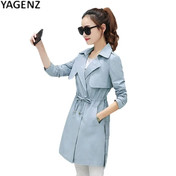 

Women Spring Summer New Long Outerwear 2019 Autumn Fashion Turn-down Collar Casual Coat Girl Loose Trench Coat Women Windbreaker