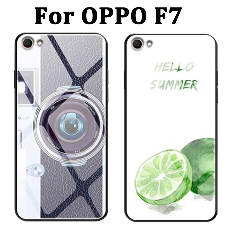 Закаленное Стекло окрашенные Чехлы для OPPO F7 задняя крышка OPPOF7 защитной оболочки F