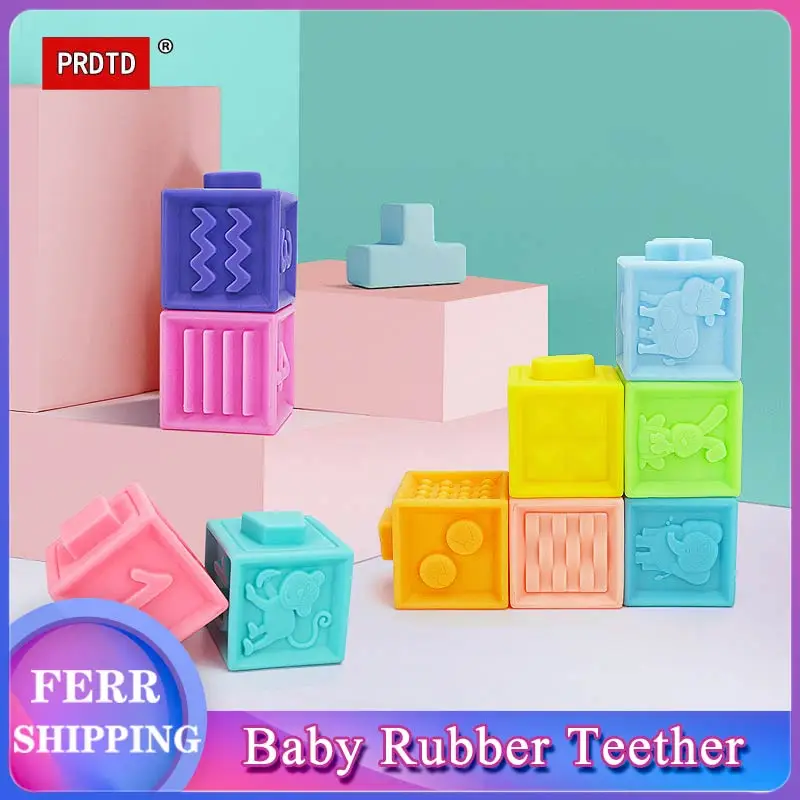 

Baby Soft ToysSilicone Building Blocks 3D Touch Hand Soft Balls Baby Massage Rubber Teethers Squeeze Toy Bath ball Toys
