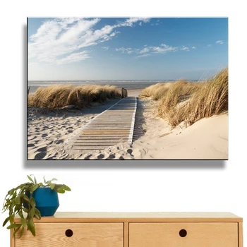 

Canvas Paintings Wall Art HD Prints Framework 1 Piece/Pcs Beach Views Pictures Sand Dunes In North Sea Posters Living Room Decor