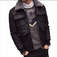 M-3XL, зимняя новинка, Мужская модная повседневная хлопковая замшевая куртка с подкладкой из овечьей шерсти, зимнее кашемировое утепленное пальто, мотоциклетная байкерская куртка