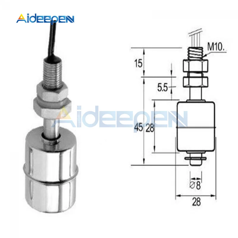 Нержавеющая сталь вертикальный датчик уровня жидкости воды внутренний Поплавковый переключатель 45 мм линия 35 см 10 Вт Мини Вертикальный переключатель уровня воды