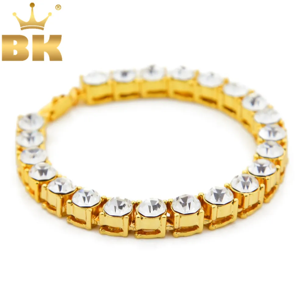 

Men Hip Hop Iced Out Bracelet Shining 1 Row 8MM Round Cut AAA CZ Cubic Zirconia Tennis Bracelets Men's Bling Bling Bangle