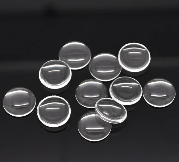 

LASPERAL 20PCs Transparent Round Shape Adhesive Clear Glass Cabochon Flatback Embellishments For DIY Jewelry Making 14mm Dia.