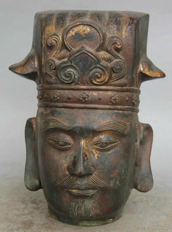 

150610 S1395 10" Old Ancient Chinese dynasty Bronze emperor kaiser tzar Head Bust Statue discount 30% (C0324)