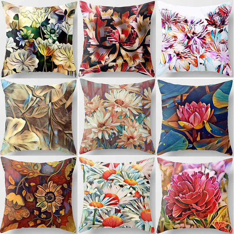 

Hot sale super beautiful red flowers floral pattern women men Pillow case boys girls weeping pillow cover size 45*45cm