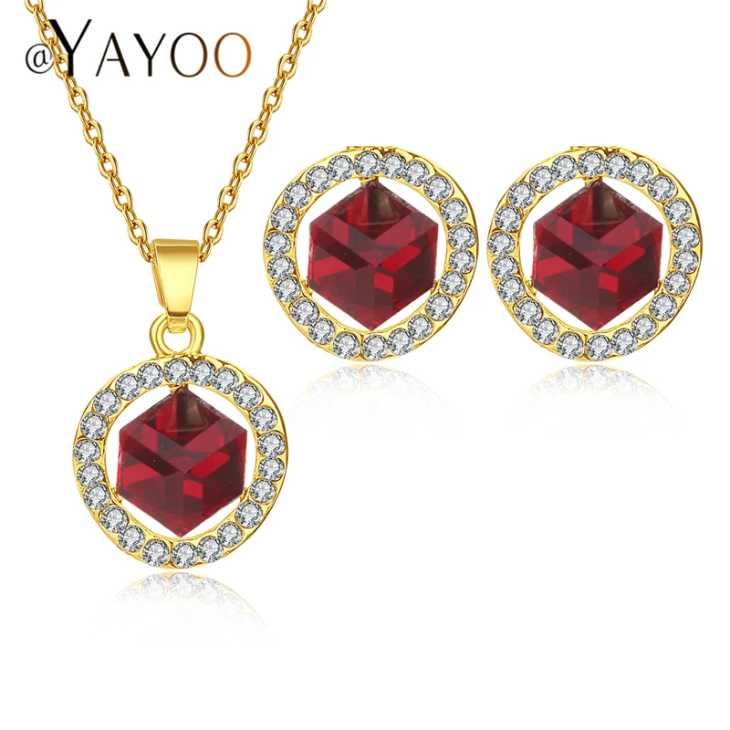 

AYAYOO Bridal Jewelry Sets Indian African Beads Jewelry Set Gold Color Fashion Jewelery Sets For Women Wedding Costume Jewellery