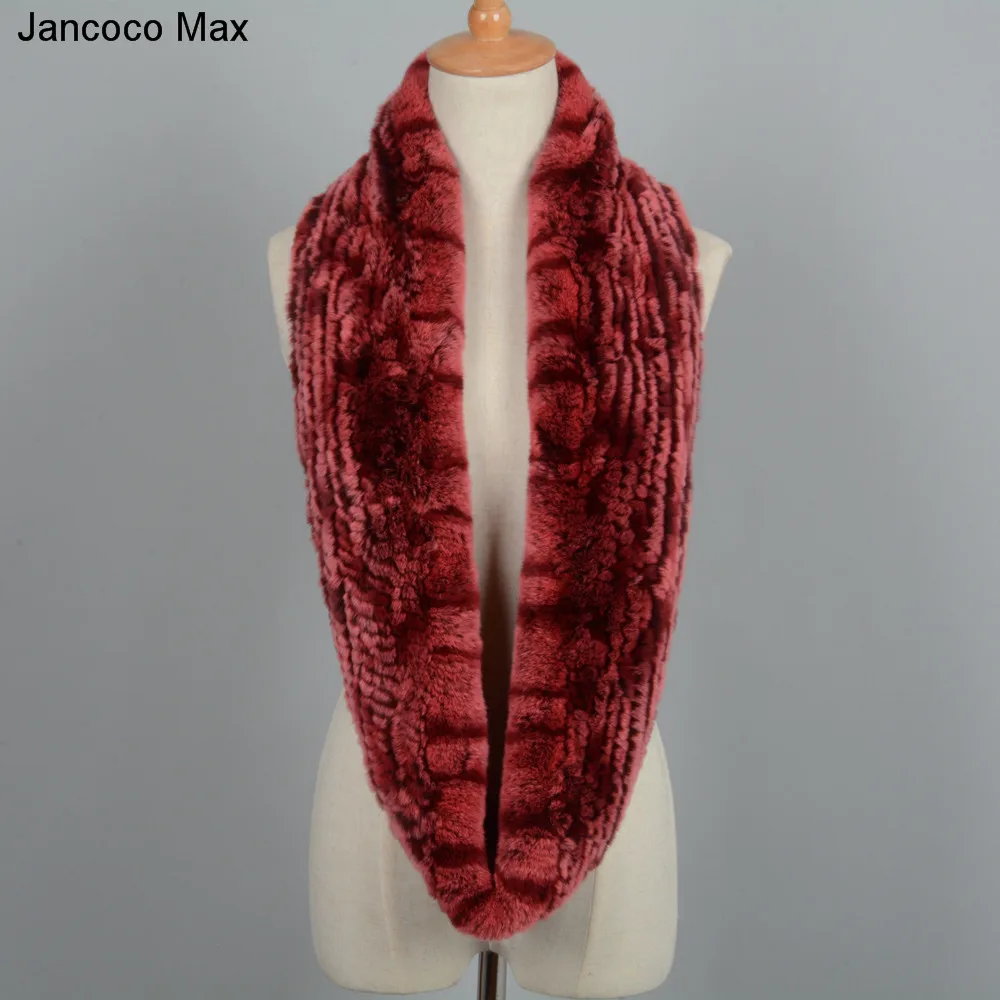 Jancoco Max Настоящий мех кролика длинные шарфы Высококачественная зимняя теплая шаль шейный платок S7097