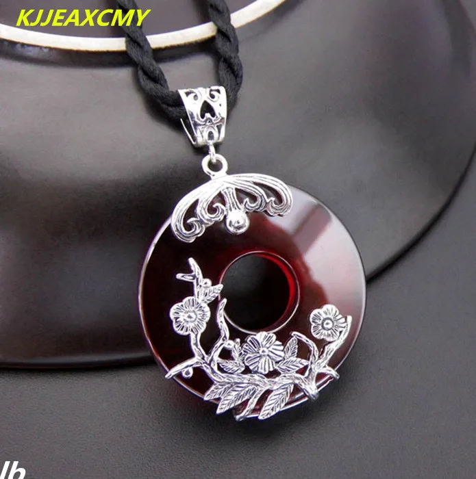 

KJJEAXCMY Fine jewelry 925 sterling silver garnet Thai silver retro plum plum retro pendant ladies new fall