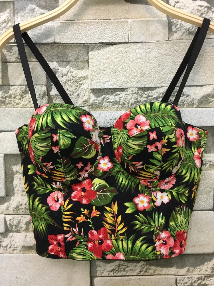 P16 New Fashion Summer Women Floral Lily Print Zipper Bralet Ladies Camis Tank Cotton Bra Top Corset Cropped Tube Tops P16 New Fashion Summer Women Floral Lily Print Zipper Bralet Ladies Camis Tank Cotton Bra Top Corset Cropped Tube Tops
