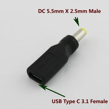 

1pc 5.5mm x 2.5mm Male To USB 3.1 Type C USB-C Female DC Power Charge Charging Adaptor Adapter Connector