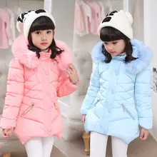 Детская зимняя одежда для девочек Спортивная с капюшоном куртка с коттоновой подкладкой куртка для девочек детская одежда длинный толстый Куртки верхняя одежда