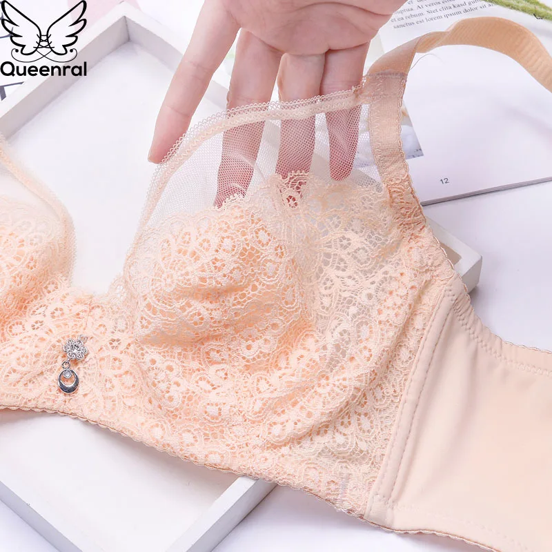 

Queenral Transparent Ultra Thin Bras For Women Underwear Sexy Lace Brassiere Push Up Bralette Lingerie BH Soutien Gorge Bra