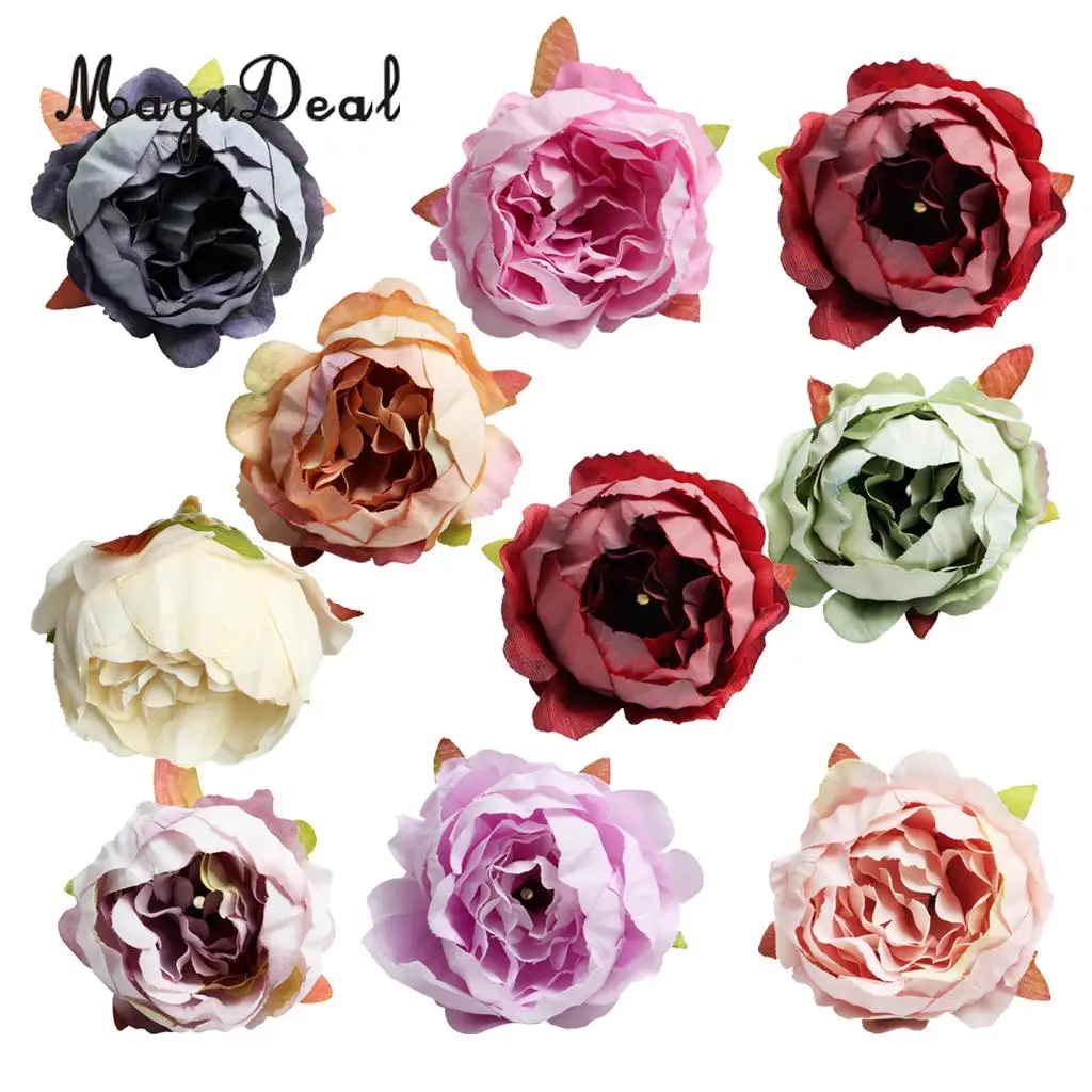 

MagiDeal Beautiful 10Pcs Artificial Silk Rose Flower Head for Wedding Corsage Flower Ball Garland Curtains Decor 10 Color Option