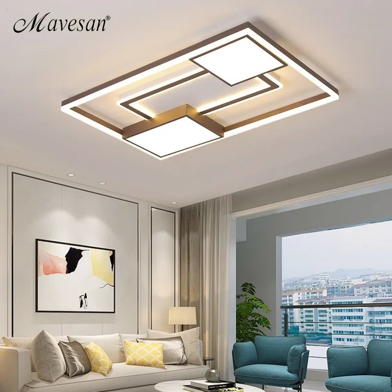 

Modern Living Room Ceiling Lights LED Lamp For Bedroom Study Room White coffee color surface mounted round Lamps remote control