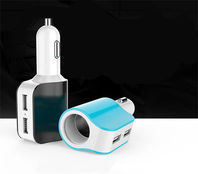 

Free Shipping 3 in 1 2 USB With Smoke Hole Adapter Car Phone Charger Fast Charging Mobile Phone Car-Charger Hot Sale