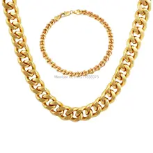 Лидер продаж комплект ювелирных изделий. Золотой цвет звено цепи ювелирные наборы браслет и цепочки ожерелья Модные Ювелирные наборы