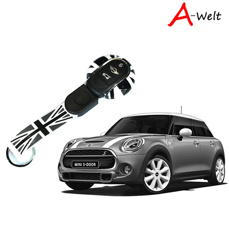 1) Юнион Джек стиль ключ чехол оболочка ж/ремешок для 3rd Gen MINI Cooper F55 F56 Smart Key - Название цвета: Black uk pattern