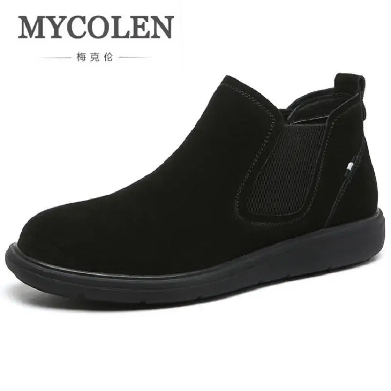 

MYCOLEN Suede Leather Autumn Winter Men Chelsea Boots Luxury Brand Black Men's Boots Male Brand Ankle Boots Chaussure Homme